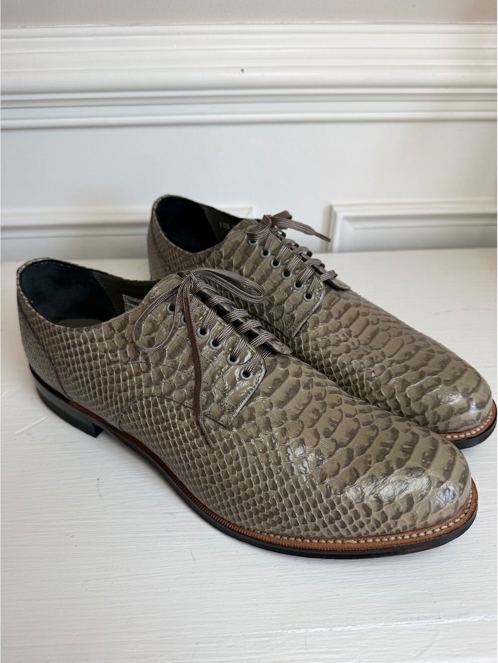Stacy Adams Anaconda Printed Cow Leather Plain Toe Dress Shoes Size 10.5